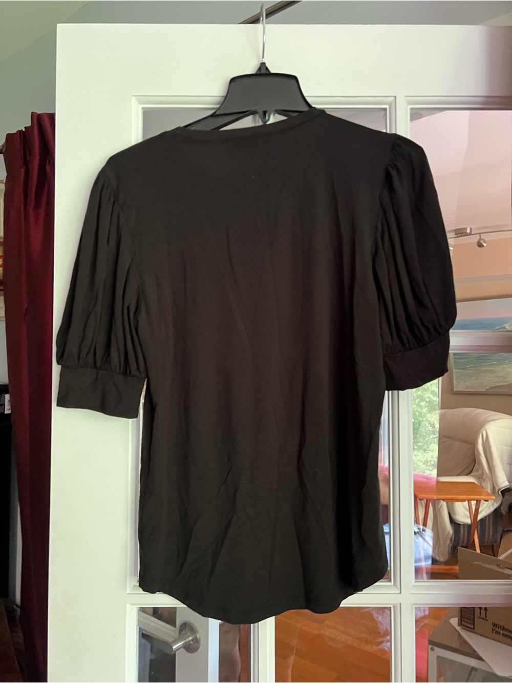 Frame Denim Black Puff-Sleeve Short Sleeve Tee - Picture 3 of 4